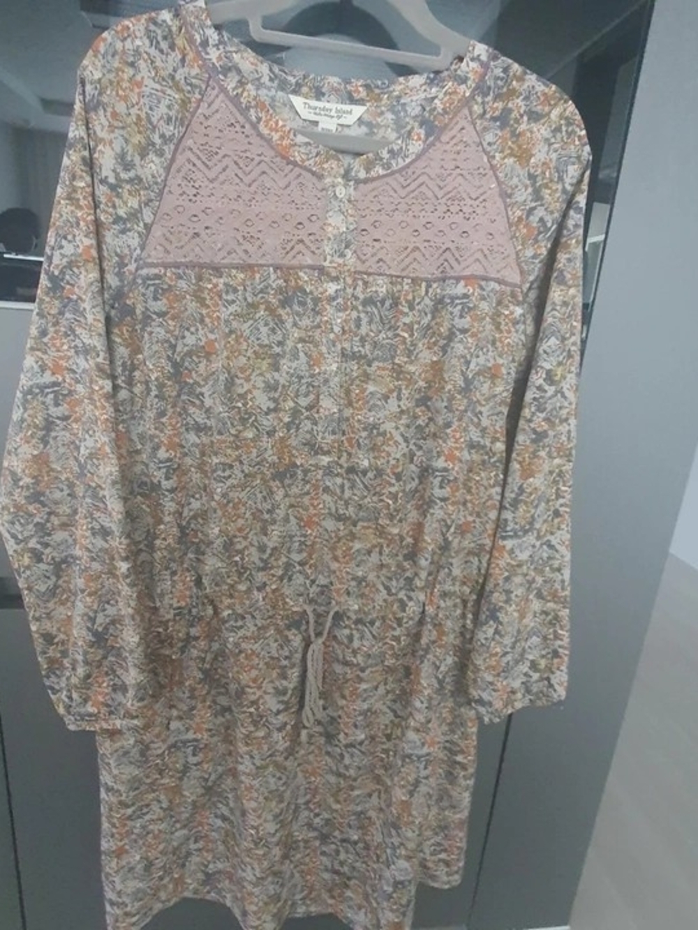 Thursday Island Floral Tunic with Gray & Orange Print